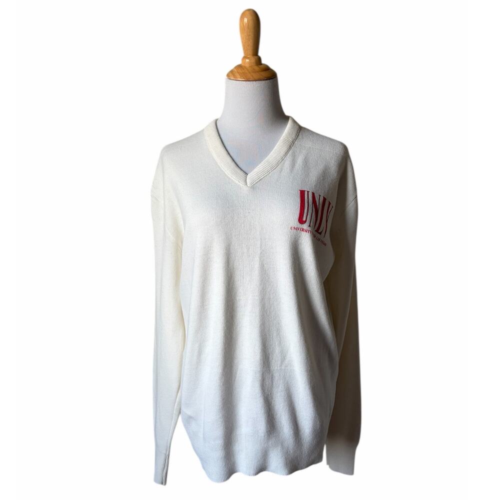 VTG McBriar White UNLV Women's V Neck Pullover Sweater Sz M - Picture 3 of 11